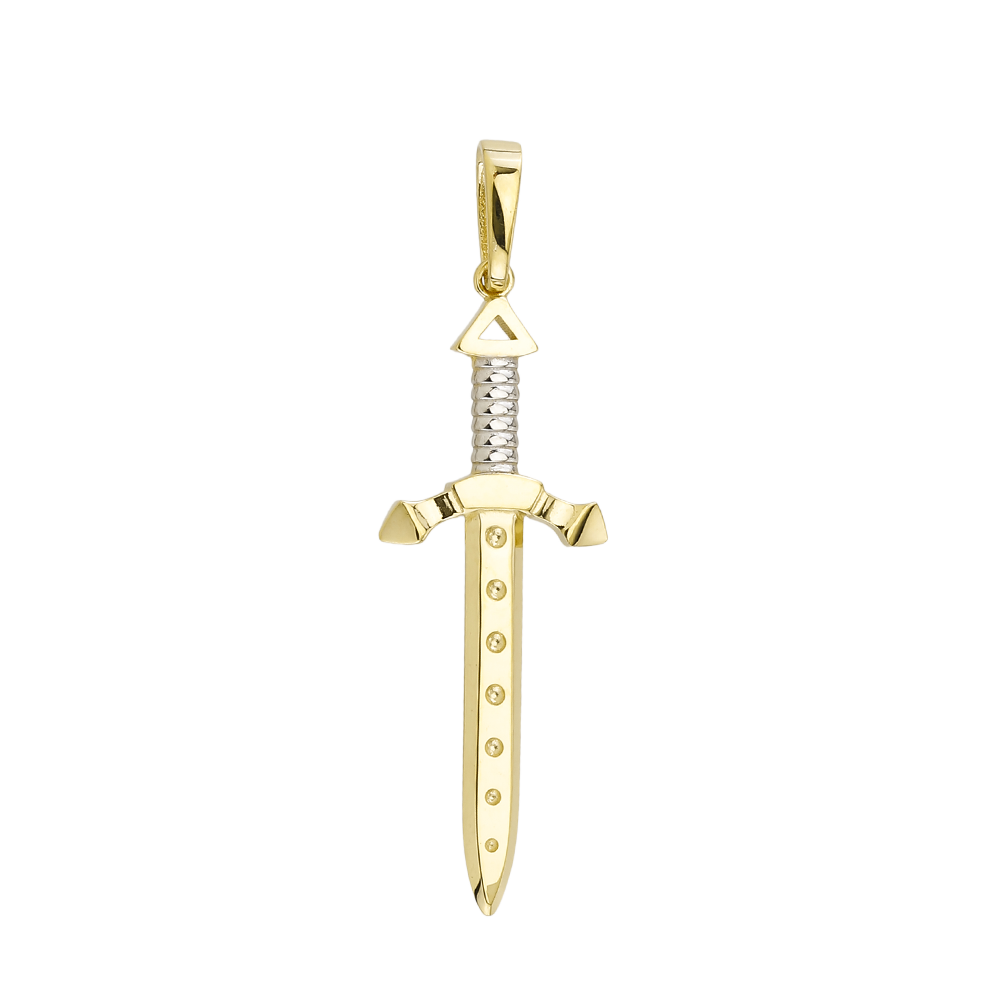 Goldanhänger "Schwert" Bicolor Gelbgold & Weißgold 585/- 1070