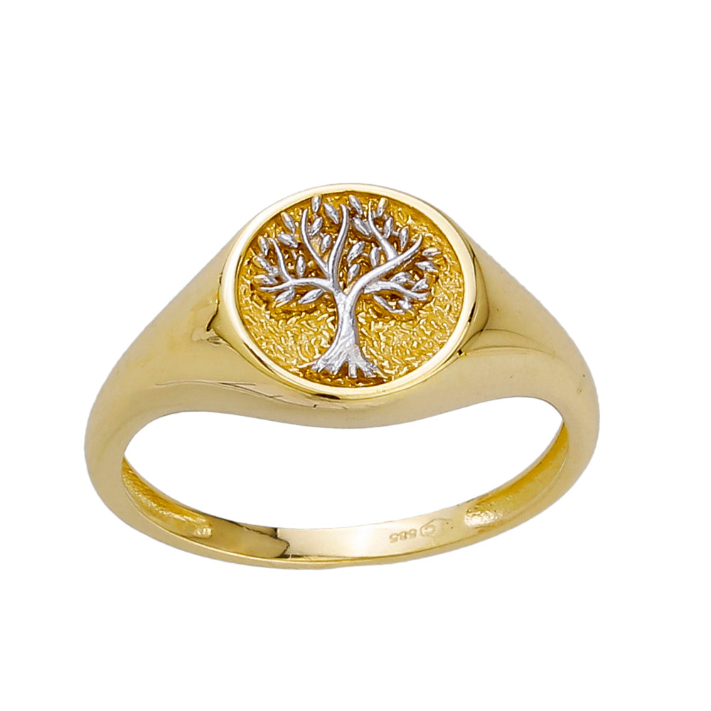 Ring Bicolor "Lebensbaum" 585/- Gelbgold & Weißgold 2056