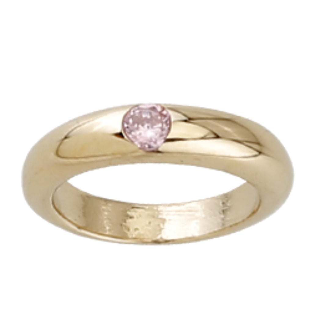 Kinder Ring 585/- Gelbgold mit Rosa Stein 3030