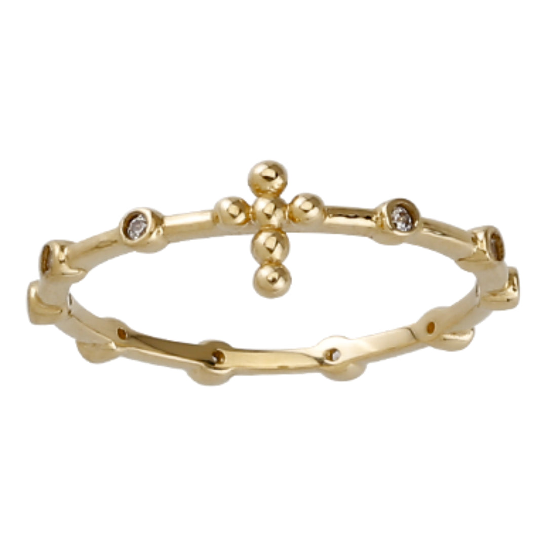 Goldring in 585/- Gelbgold "Kreuz" 3035