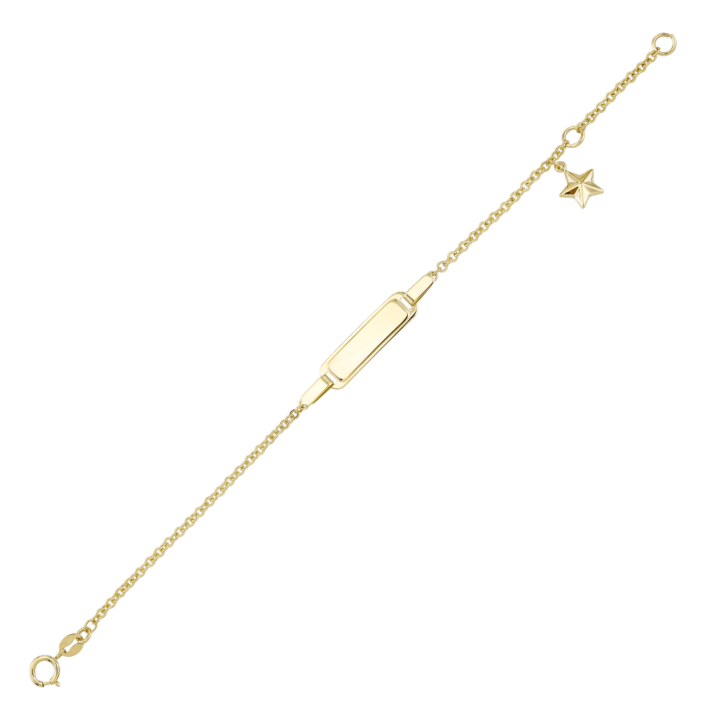 Kinder ID Armband 14 cm mit Stern Anhänger in 585 Gelbgold 1067