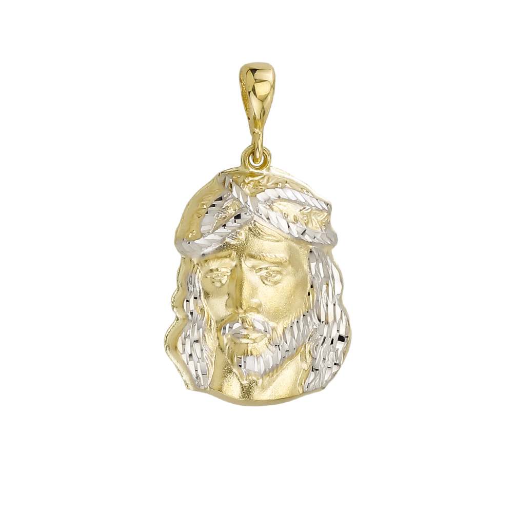 Anhänger "Jesus Kopf" Bicolor Gelbgold & Weißgold 585/- 1044