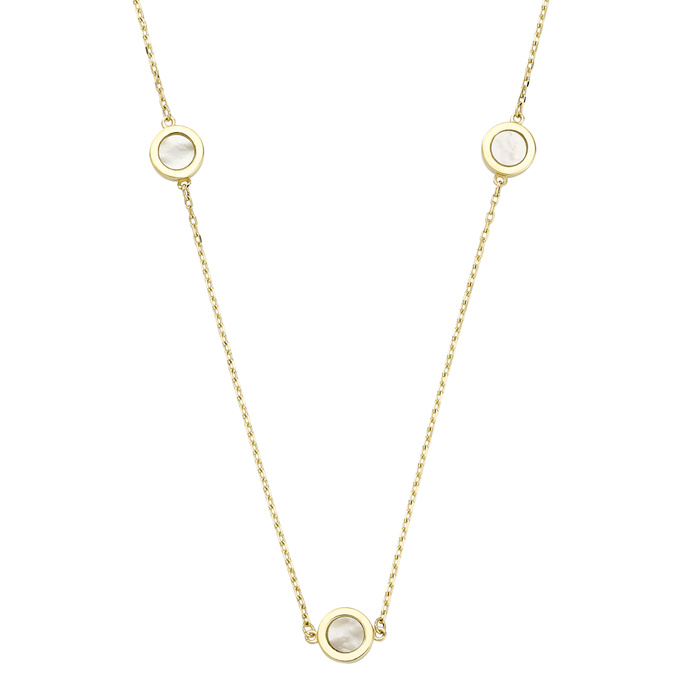 Goldkette "Platte mit Perlmutt" 44 cm Gelbgold 585/- 1050