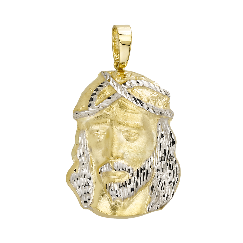 Anhänger "Jesus Kopf" Bicolor Gelbgold & Weißgold 585/- 1045