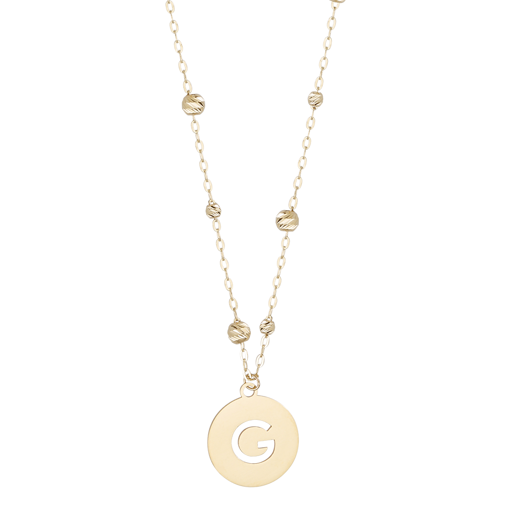 Buchstaben Anhänger + Kugel Kette 585/- Gelbgold 3001