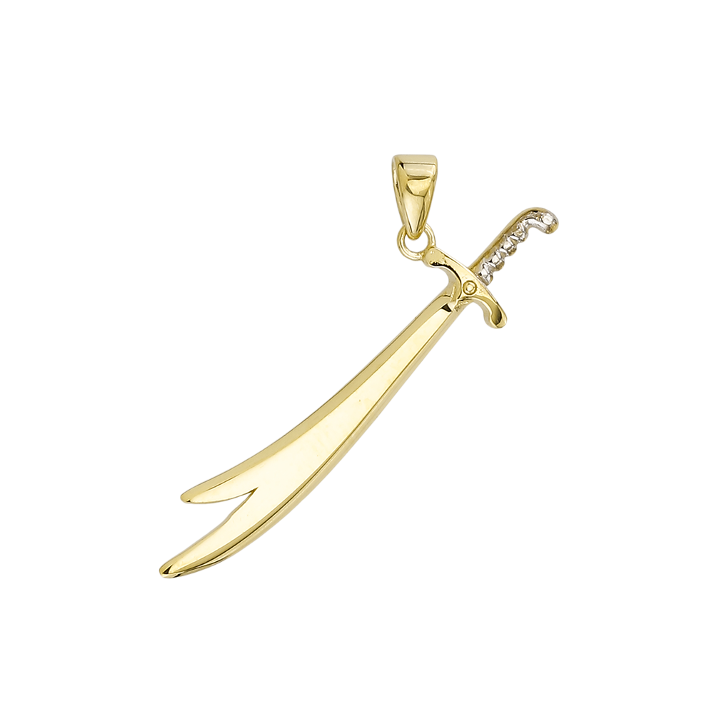 Goldanhänger "Schwert" Bicolor Gelbgold & Weißgold 585/- 1069
