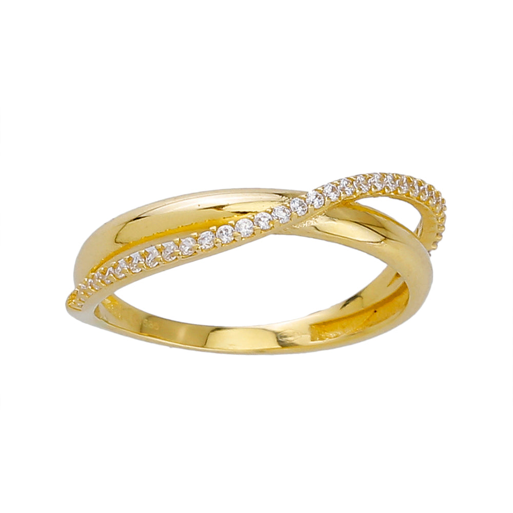 Ring Zweireihig mit Zirkonia Steine 585/- Gelbgold 2080