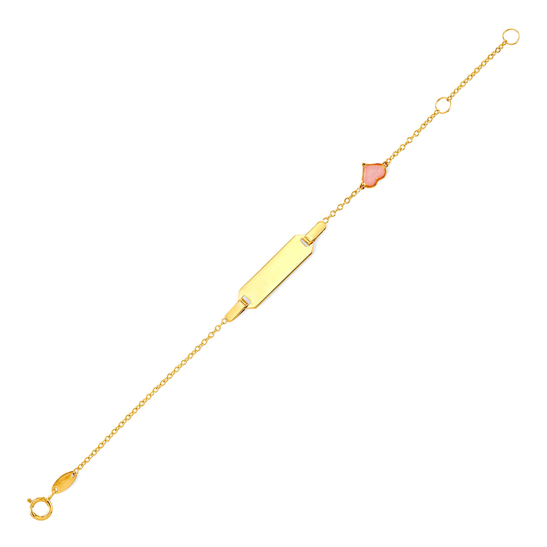 Kinder ID Armband 16 cm mit Herz Anhänger in 585 Gelbgold 1063