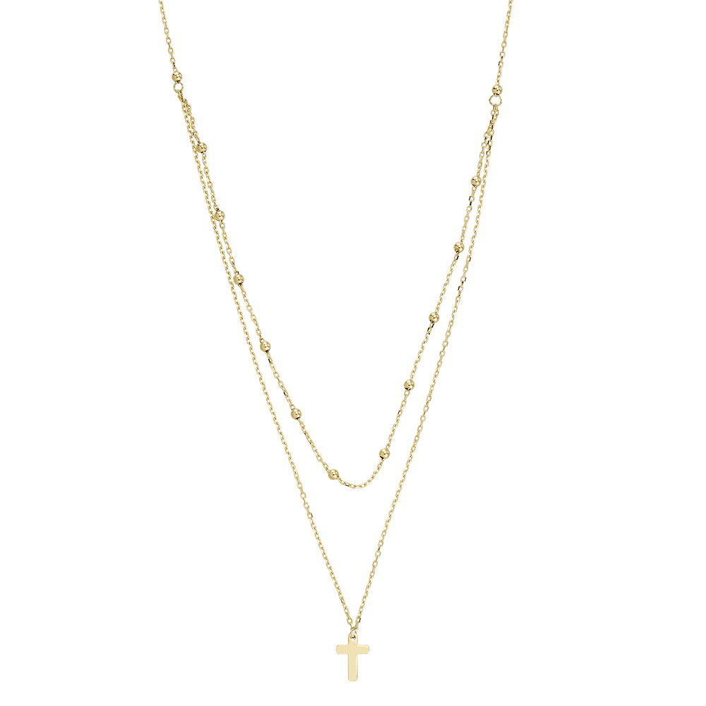 Goldkette zweireihig "Kreuz" 44 cm Gelbgold 585/- 1061