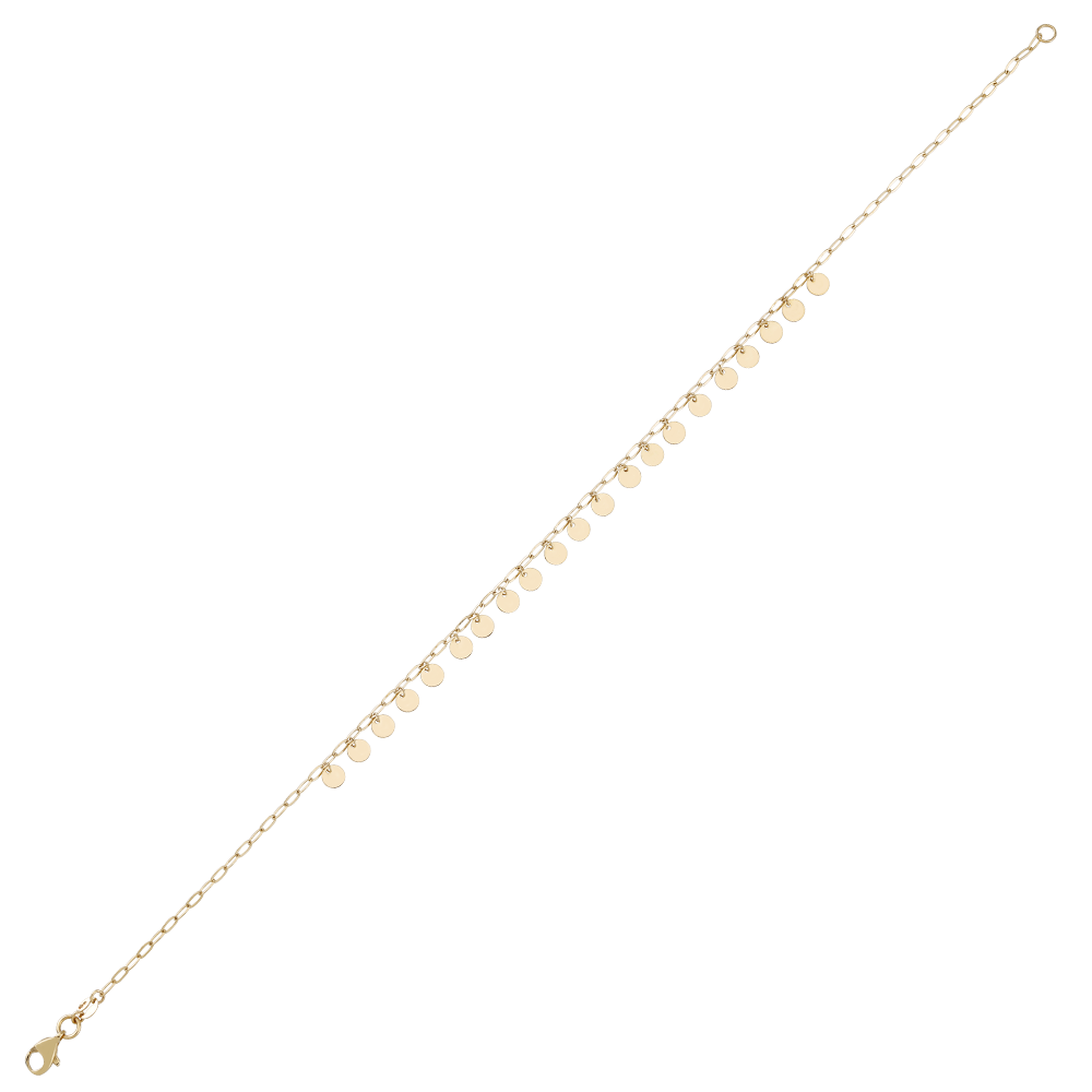 Fusskette in 585/- Gold Gelbgold mit Platten 3033