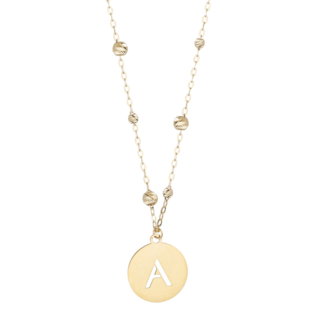 Buchstaben Anhänger + Kugel Kette 585/- Gelbgold "G" 3008