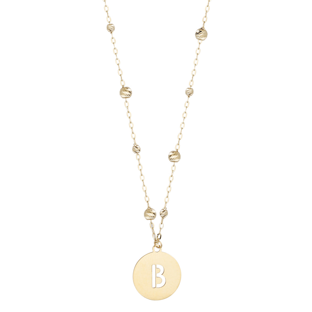 Buchstaben Anhänger + Kugel Kette 585/- Gelbgold "G" 3008