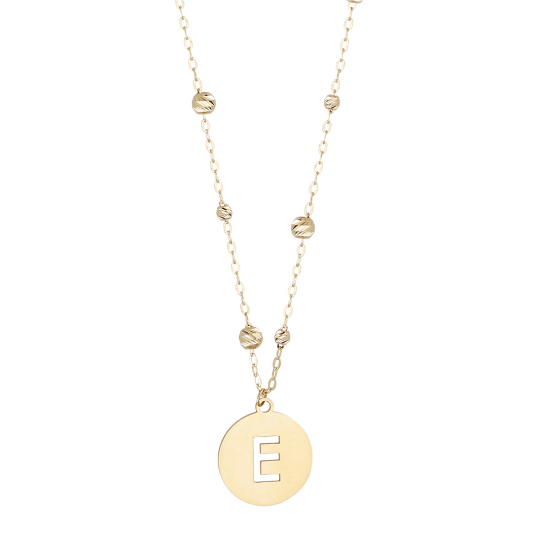 Buchstaben Anhänger + Kugel Kette 585/- Gelbgold "G" 3008
