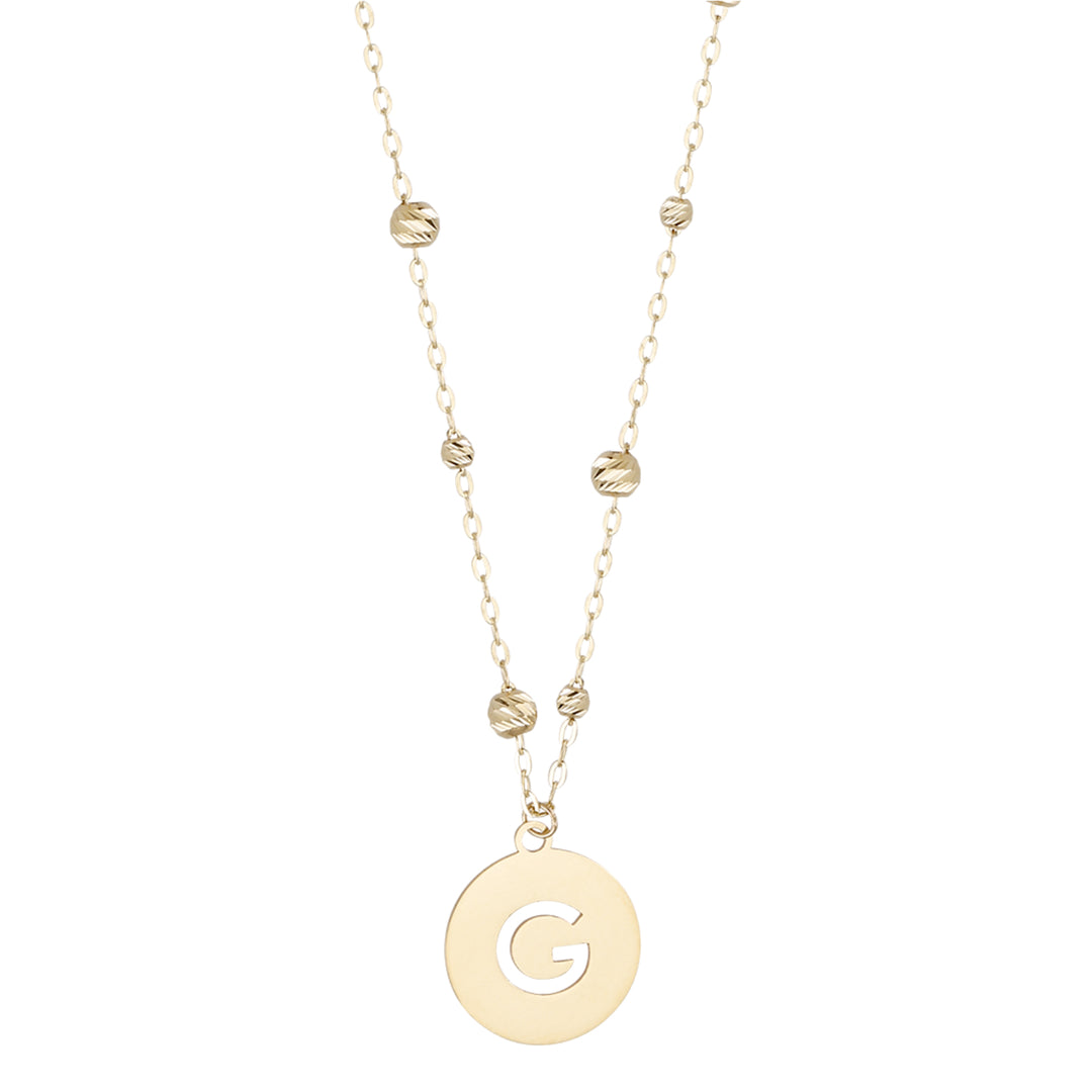 Buchstaben Anhänger + Kugel Kette 585/- Gelbgold "G" 3008