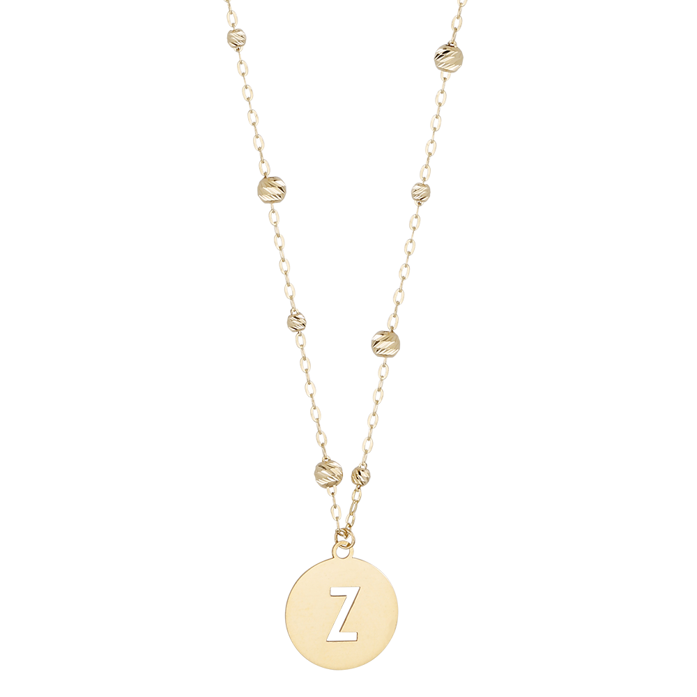 Buchstaben Anhänger + Kugel Kette 585/- Gelbgold "Z" 3027